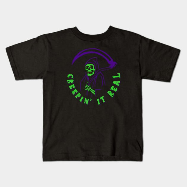 Creepin it Real - Halloween Neon Kids T-Shirt by HalloweenTown